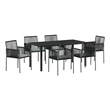 vidaXL 7 Piece Poly Rattan Garden Dining Set in Black