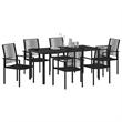 vidaXL 7 Piece Powder-Coated Steel Garden Dining Set in Black