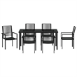 vidaXL 7 Piece Powder-Coated Steel Garden Dining Set in Black