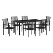 vidaXL 7 Piece Powder-Coated Steel Garden Dining Set in Black