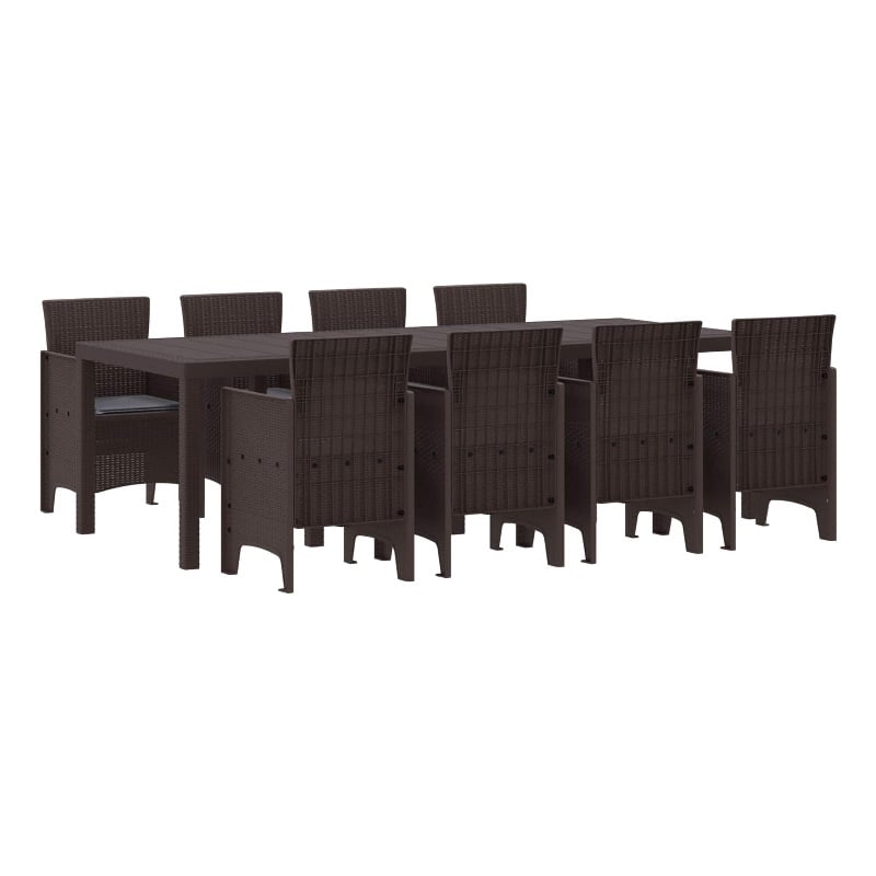 vidaXL Poly Rattan Garden Dining Set in Brown