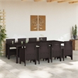 vidaXL Poly Rattan Garden Dining Set in Brown