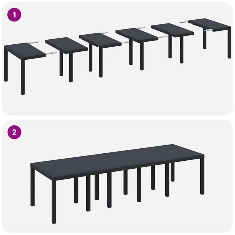 vidaXL 11 Piece Poly Rattan Garden Dining Set in Anthracite