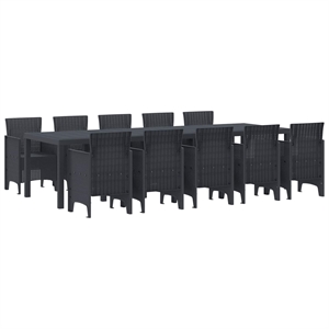vidaXL 11 Piece Poly Rattan Garden Dining Set in Anthracite