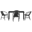 vidaXL 5 Piece Poly Rattan Garden Dining Set in Black