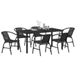 vidaXL 7 Piece Poly Rattan Garden Dining Set in Black