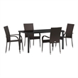 vidaXL 5 Piece Poly Rattan Garden Dining Set in Black