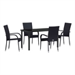 vidaXL 5 Piece Poly Rattan Garden Dining Set in Black