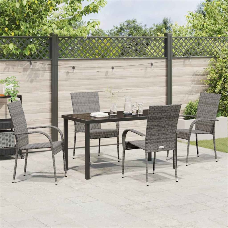 vidaXL 5 Piece Poly Rattan Garden Dining Set in Black