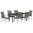 vidaXL 7 Piece Poly Rattan Garden Dining Set in Black