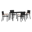 vidaXL 5 Piece Poly Rattan Garden Dining Set in Black
