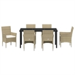 vidaXL 7 Piece Poly Rattan Garden Dining Set with Cushions in Beige