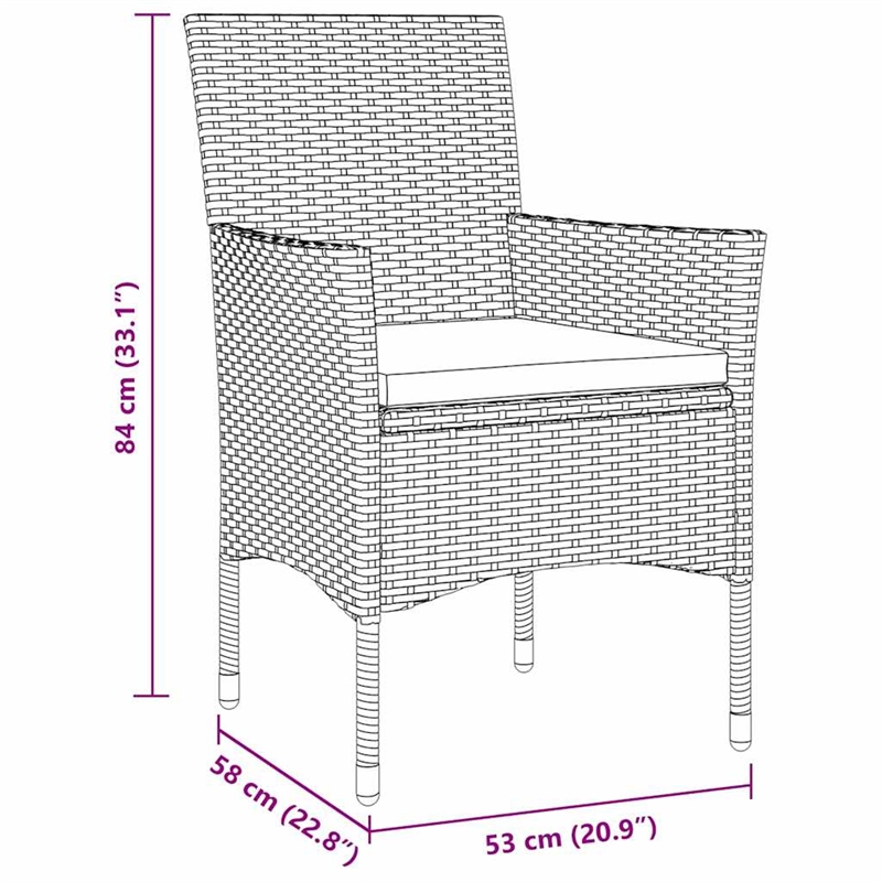 vidaXL 7 Piece Poly Rattan Garden Dining Set with Cushions in Beige