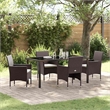 vidaXL 5 Piece Poly Rattan Garden Dining Set with Cushions in Brown