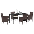 vidaXL 5 Piece Poly Rattan Garden Dining Set with Cushions in Brown