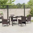 vidaXL 5 Piece Poly Rattan Garden Dining Set with Cushions in Brown