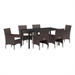 vidaXL 7 Piece Poly Rattan Garden Dining Set with Cushions in Brown