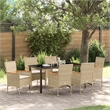 vidaXL 7 Piece Poly Rattan Garden Dining Set with Cushions in Beige
