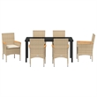 vidaXL 7 Piece Poly Rattan Garden Dining Set with Cushions in Beige
