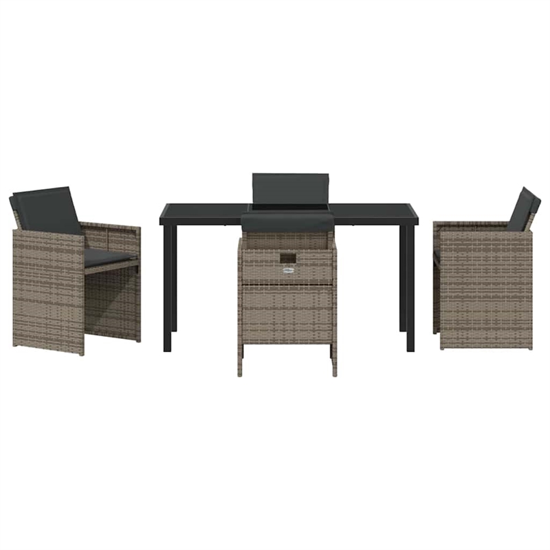vidaXL 5 Piece Poly Rattan Garden Dining Set with Cushions in Grey