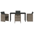 vidaXL 5 Piece Poly Rattan Garden Dining Set with Cushions in Grey