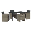 vidaXL 5 Piece Poly Rattan Garden Dining Set with Cushions in Grey