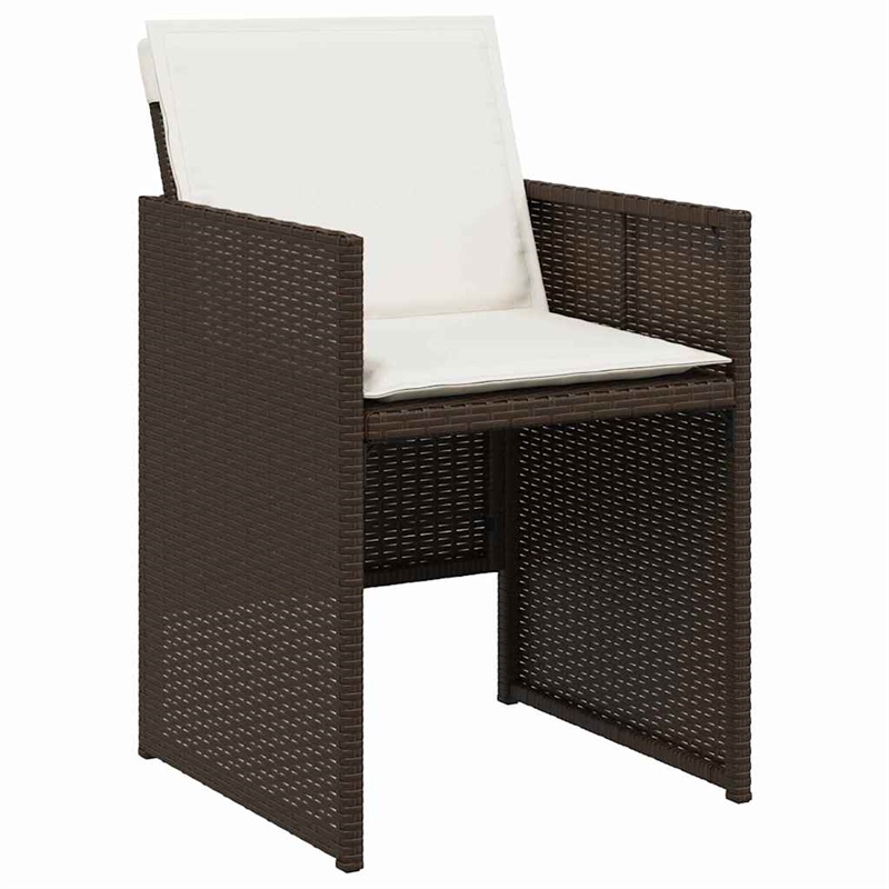 vidaXL 5 Piece Poly Rattan Garden Dining Set with Cushions in Brown