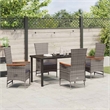 vidaXL 5 Piece Poly Rattan Garden Dining Set with Cushions in Grey