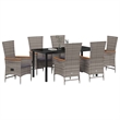 vidaXL 7 Piece Poly Rattan Garden Dining Set with Cushions in Grey