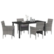 vidaXL 5 Piece Poly Rattan Garden Dining Set with Cushions in Grey