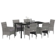 vidaXL 7 Piece Poly Rattan Garden Dining Set with Cushions in Grey
