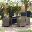 vidaXL 5 Piece Poly Rattan Garden Dining Set with Cushions in Grey