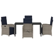 vidaXL 5 Piece Poly Rattan Garden Dining Set with Cushions in Grey