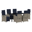 vidaXL 7 Piece Poly Rattan Garden Dining Set with Cushions in Grey