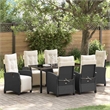 vidaXL 7 Piece Poly Rattan Garden Dining Set with Cushions in Black