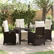 vidaXL 5 Piece Poly Rattan Garden Dining Set with Cushions in Brown