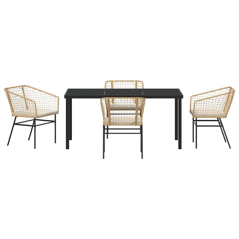 vidaXL 5 Piece Poly Rattan Garden Dining Set in Brown