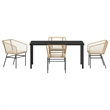 vidaXL 5 Piece Poly Rattan Garden Dining Set in Brown