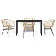 vidaXL 5 Piece Poly Rattan Garden Dining Set in Brown