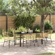 vidaXL 7 Piece Poly Rattan Garden Dining Set in Brown