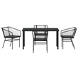 vidaXL 5 Piece Poly Rattan Garden Dining Set in Black