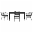 vidaXL 5 Piece Poly Rattan Garden Dining Set in Black