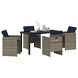 vidaXL 5 Piece Steel Garden Dining Set with Cushions in Grey