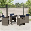 vidaXL 5 Piece Steel Garden Dining Set with Cushions in Grey