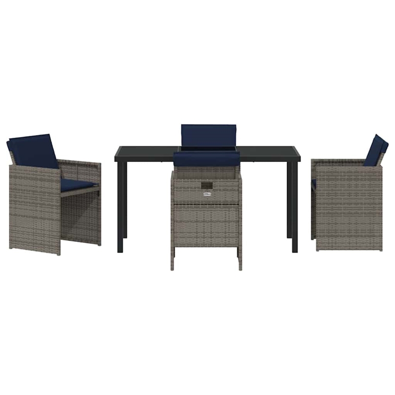 vidaXL 5 Piece Steel Garden Dining Set with Cushions in Grey