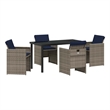 vidaXL 5 Piece Steel Garden Dining Set with Cushions in Grey