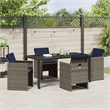 vidaXL 5 Piece Steel Garden Dining Set with Cushions in Grey