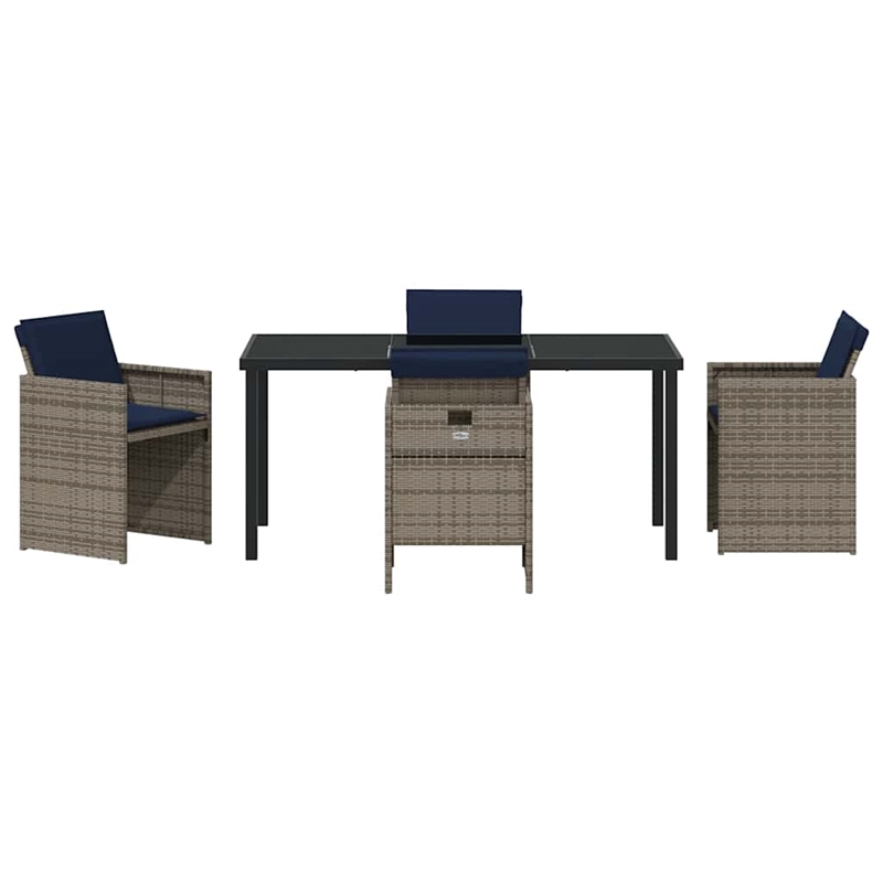 vidaXL 5 Piece Steel Garden Dining Set with Cushions in Grey