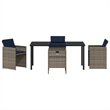 vidaXL 5 Piece Steel Garden Dining Set with Cushions in Grey