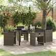 vidaXL 5 Piece Poly Rattan Garden Dining Set with Cushions in Grey